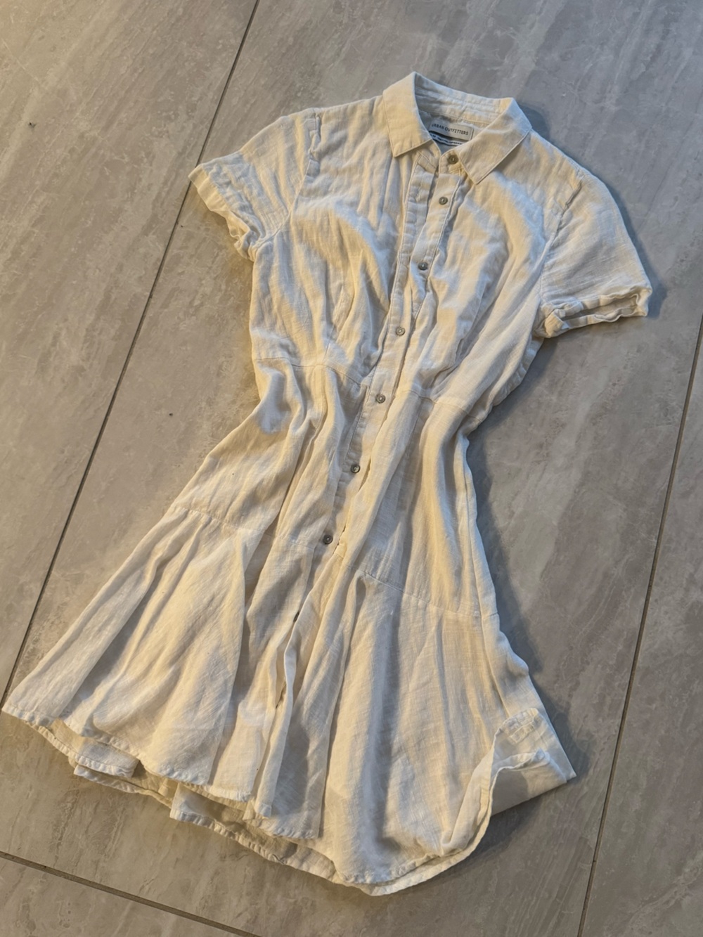 Urban Outfitters Cream Button-Front Shirt Dress